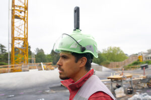 reality capture feature 360 camera on safety helmet